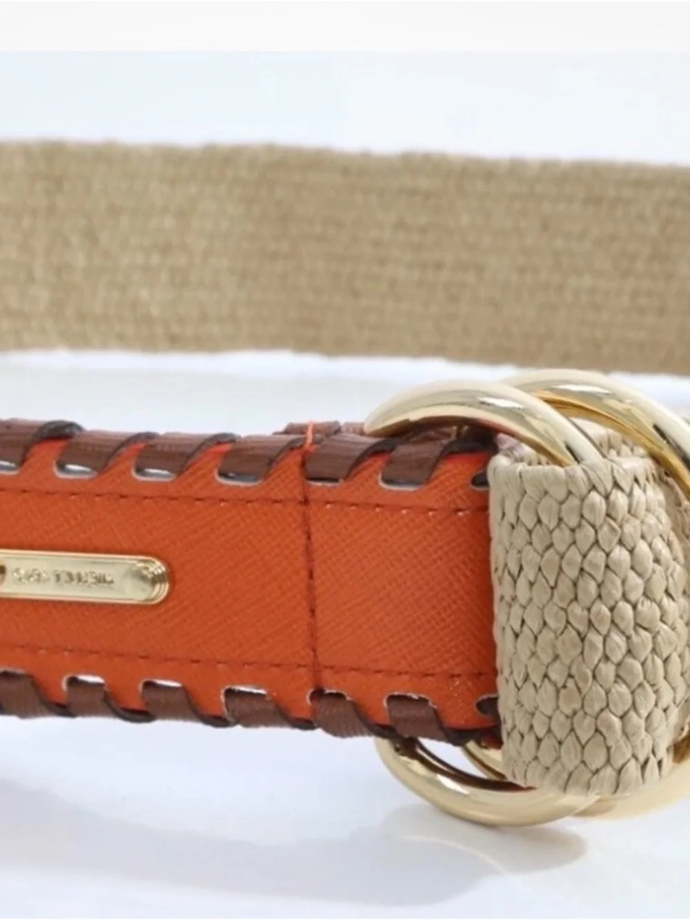 🧡🧡 MICHAEL KORS RAFFIA AND ORANGE LEATHER BELT!🧡🧡